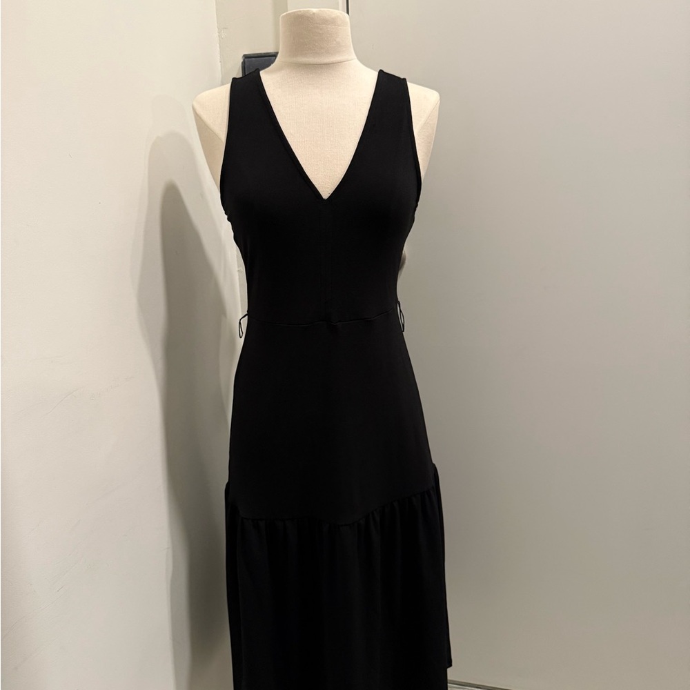 Banana Republic Black Sheath Midi Dress V-Neck Sleeveless